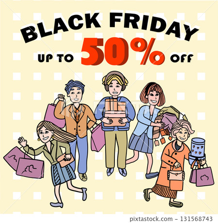 black friday sale shopping cartoon illustration of many people in flat vector design style holding bags for holiday promotion black friday sale shopping cartoon illustration of many people in flat vector design style holding bags for holiday promotion 131568743