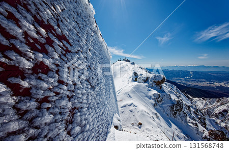 八嶽山脈的冬天、赤岳峰和山間小屋的蝦尾 八嶽山脈的冬天、赤岳峰和山間小屋的蝦尾 131568748