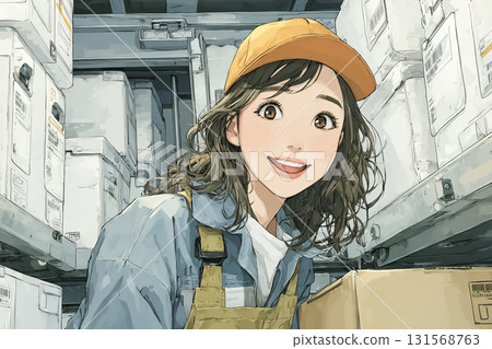 米優系列：食品物流在冰箱工作的米優 131568763