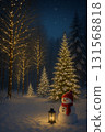 Christmas tree on a snowy night 131568818