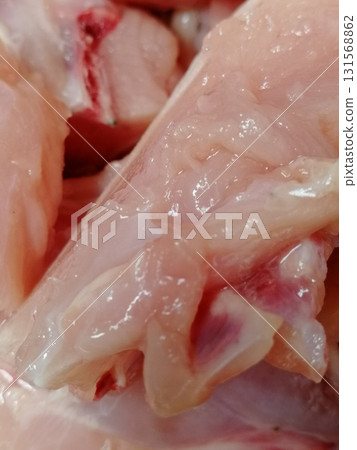 Raw Bresse chicken meat is the most testier in the world. Different parts of chicken ready to cook delicious and famous recipe like peri-peri, fried, Pollo al acuyo, Karaage, Ayam goreng 131568862