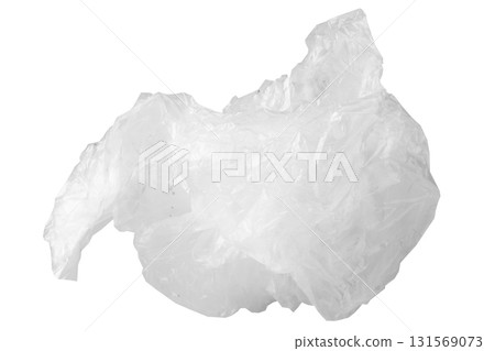 Crumpled clear plastic bag on white background environmental pollution and waste concept Crumpled clear plastic bag on white background environmental pollution and waste concept 131569073