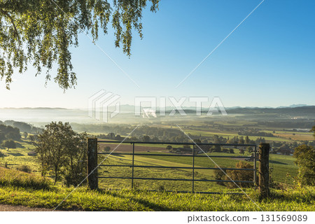 Peaceful rural scenery with Alpstein mountains in the background, Canton of Thurgau, Switzerland Peaceful rural scenery with Alpstein mountains in the background, Canton of Thurgau, Switzerland 131569089