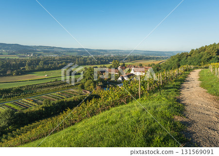 Kartause Ittingen monastery with vineyards and countryside landscape in Thurgau, Switzerland 131569091