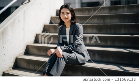 一位身穿西裝的女商務人士的肖像 131569138