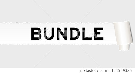 Ripped gray paper background that have word bundle under torn part 131569386