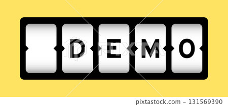 Black color in word demo on slot banner with yellow color background 131569390