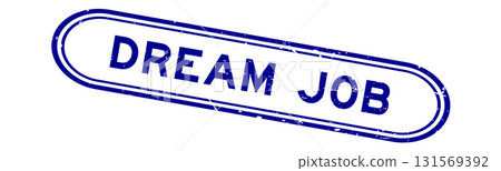 Grunge blue dream job word rubber seal stamp on white background 131569392