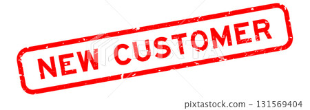 Grunge red new customer word rubber square seal stamp on white background Grunge red new customer word rubber square seal stamp on white background 131569404