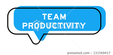 Speech banner and blue shade with word team productivity on white background Speech banner and blue shade with word team productivity on white background 131569417