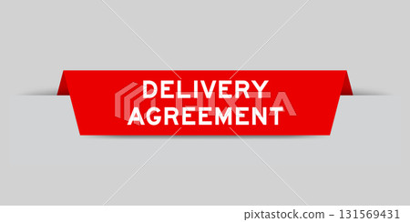 Red color inserted label with word delivery agreement on gray background 131569431