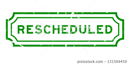 Grunge green  rescheduled word rubber seal stamp on white background 131569450