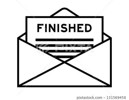 Envelope and letter sign with word finished as the headline 131569458