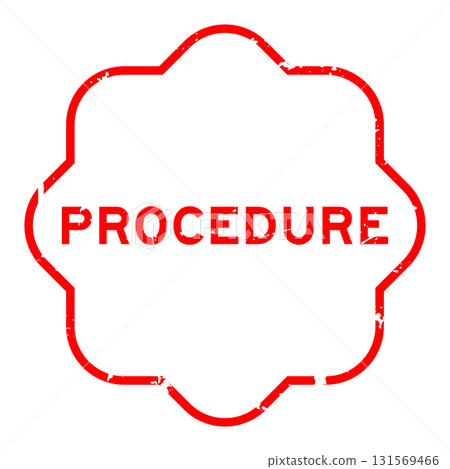Grunge red procedure word rubber seal stamp on white background 131569466