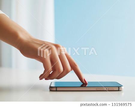 Woman's hand operating a smartphone Generative AI Woman's hand operating a smartphone Generative AI 131569575