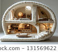Cross section of architecture made of wool knit 131569622