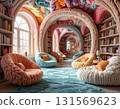 Library architecture made of wool knit 131569623