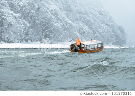 Winter Boat Journey on the Mogami River, Yamagata 131570315