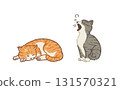 Vector illustration of a cat taking a leisurely nap 131570321