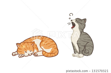 一隻貓悠閒小憩的向量插圖 一隻貓悠閒小憩的向量插圖 131570321