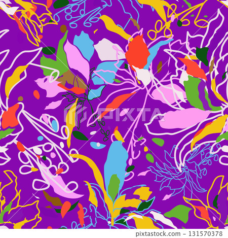 Hand drawn abstract pattern. Creative collage contemporary seamless pattern. Fashionable template for design. Vector illustration 131570378