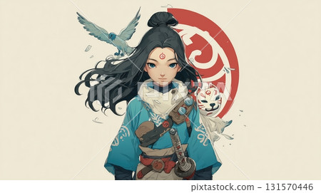一部關於戴著狐狸面具、手持劍的女孩的日本幻想小說 131570446