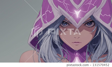 身披雷電的魔法少女的酷炫特寫 身披雷電的魔法少女的酷炫特寫 131570452