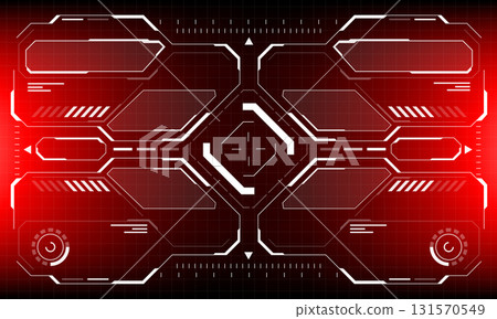 HUD sci-fi interface screen view white circular geometric design virtual futuristic technology creative display on red vector HUD sci-fi interface screen view white circular geometric design virtual futuristic technology creative display on red vector 131570549