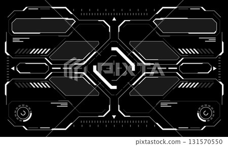 HUD sci-fi interface screen view white circular geometric design virtual futuristic technology creative display on black vector 131570550