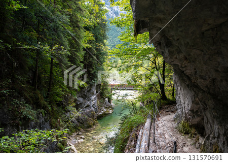 Spectacular Hiking Trail Triftsteig Through Canyon Kaiserklamm With Brandenburger Ache In Tyrol, Austria Spectacular Hiking Trail Triftsteig Through Canyon Kaiserklamm With Brandenburger Ache In Tyrol, Austria 131570691