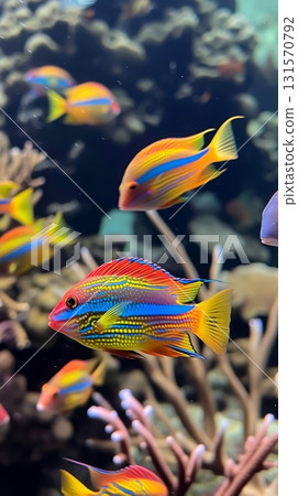 Vibrant tropical fish swimming in a coral reef Vibrant tropical fish swimming in a coral reef 131570792