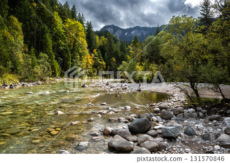 Alpine Landscape At Spectacular Hiking Trail Triftsteig Through Canyon Kaiserklamm With Brandenburger Ache In Tyrol, Austria 131570846