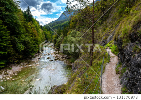 Spectacular Hiking Trail Triftsteig Through Canyon Tiefenbachklamm With Brandenburger Ache In Tyrol, Austria Spectacular Hiking Trail Triftsteig Through Canyon Tiefenbachklamm With Brandenburger Ache In Tyrol, Austria 131570978