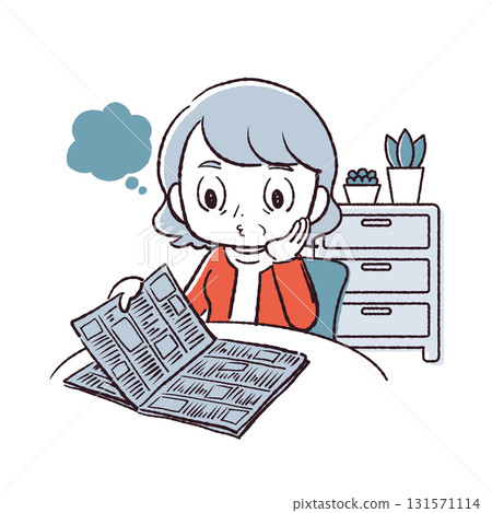 Grandma reading a newspaper 131571114