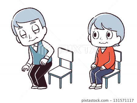 老年人坐姿、站姿和訓練的插圖 131571117