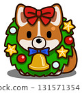 Corgi (red) with a Christmas wreath around its neck 131571354