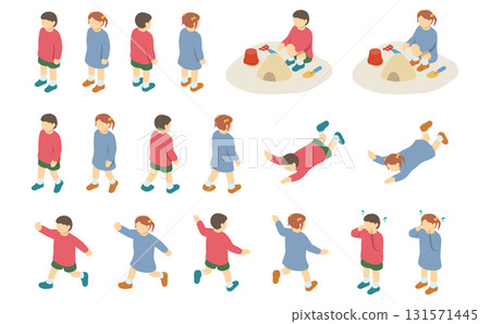 Isometric illustration: Toddler set Isometric illustration: Toddler set 131571445