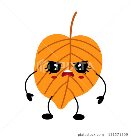 Kawaii autumn leaf character with expressive face and cute features, showcasing vibrant orange color Kawaii autumn leaf character with expressive face and cute features, showcasing vibrant orange color 131571509