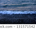 Coastal shore, washed stones, crashing waves, Sea of Japan 131571542