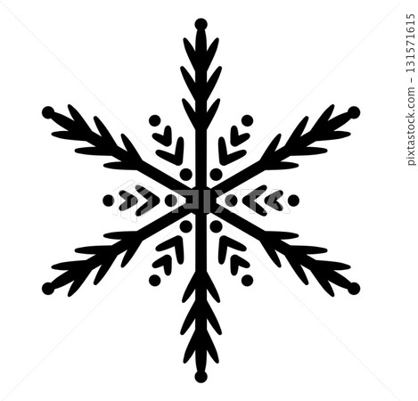Minimalist vector snowflake with frozen crystal form. Isolated winter ornament, seasonal pattern and decorative element for festive or frosty design. 131571615