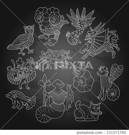 Graphic bestiary creatures Graphic bestiary creatures 131571700