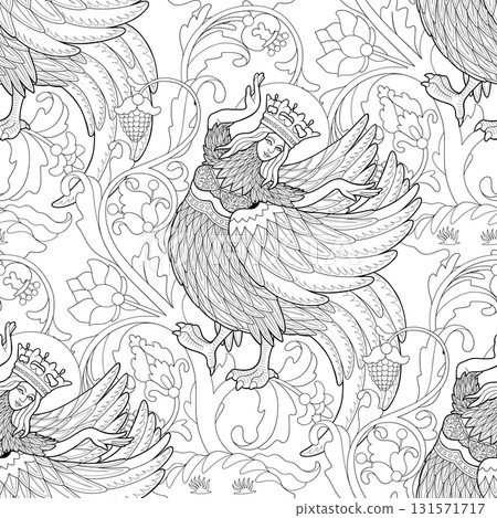 Girl in crown dancing as mythical bird Girl in crown dancing as mythical bird 131571717
