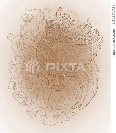 Girl in crown dancing as mythical bird Girl in crown dancing as mythical bird 131571722
