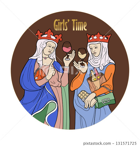 Graphic ladies as medieval queens 131571725