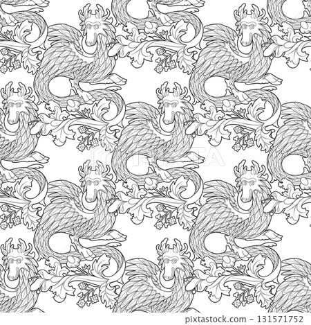 Vector graphic pattern of a funny blue dragon Vector graphic pattern of a funny blue dragon 131571752