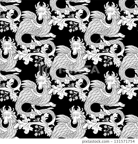 Vector graphic pattern of a funny blue dragon 131571754