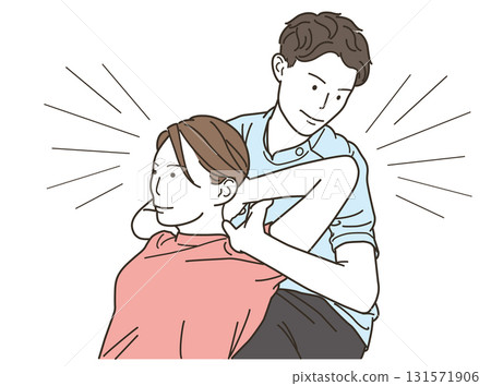 Illustration of a male chiropractor giving treatment to a woman Illustration of a male chiropractor giving treatment to a woman 131571906