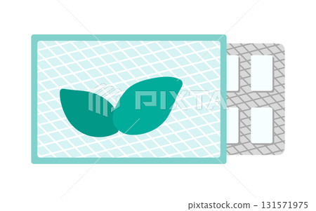 Peppermint chewing gum blister packaging illustration in flat style. Vector illustration 131571975