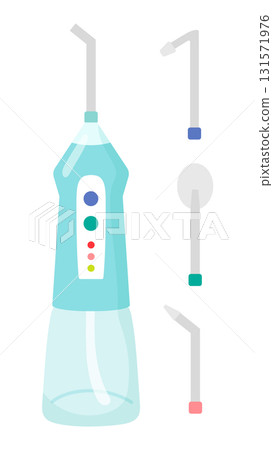 Oral Irrigator with nozzles illustration in flat style. Oral and dental health care. Vector illustration Oral Irrigator with nozzles illustration in flat style. Oral and dental health care. Vector illustration 131571976