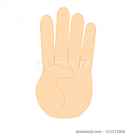 A simple illustration of a hand showing four fingers (number four) 131572008